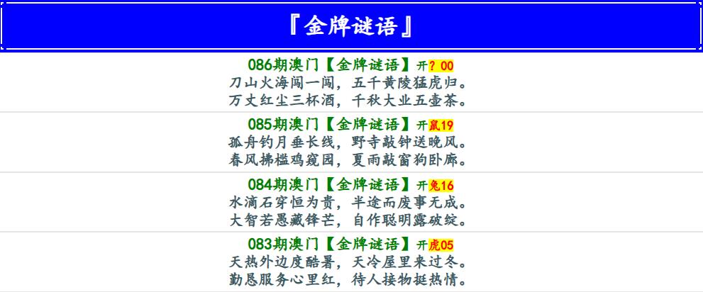 087期金牌谜语[图]